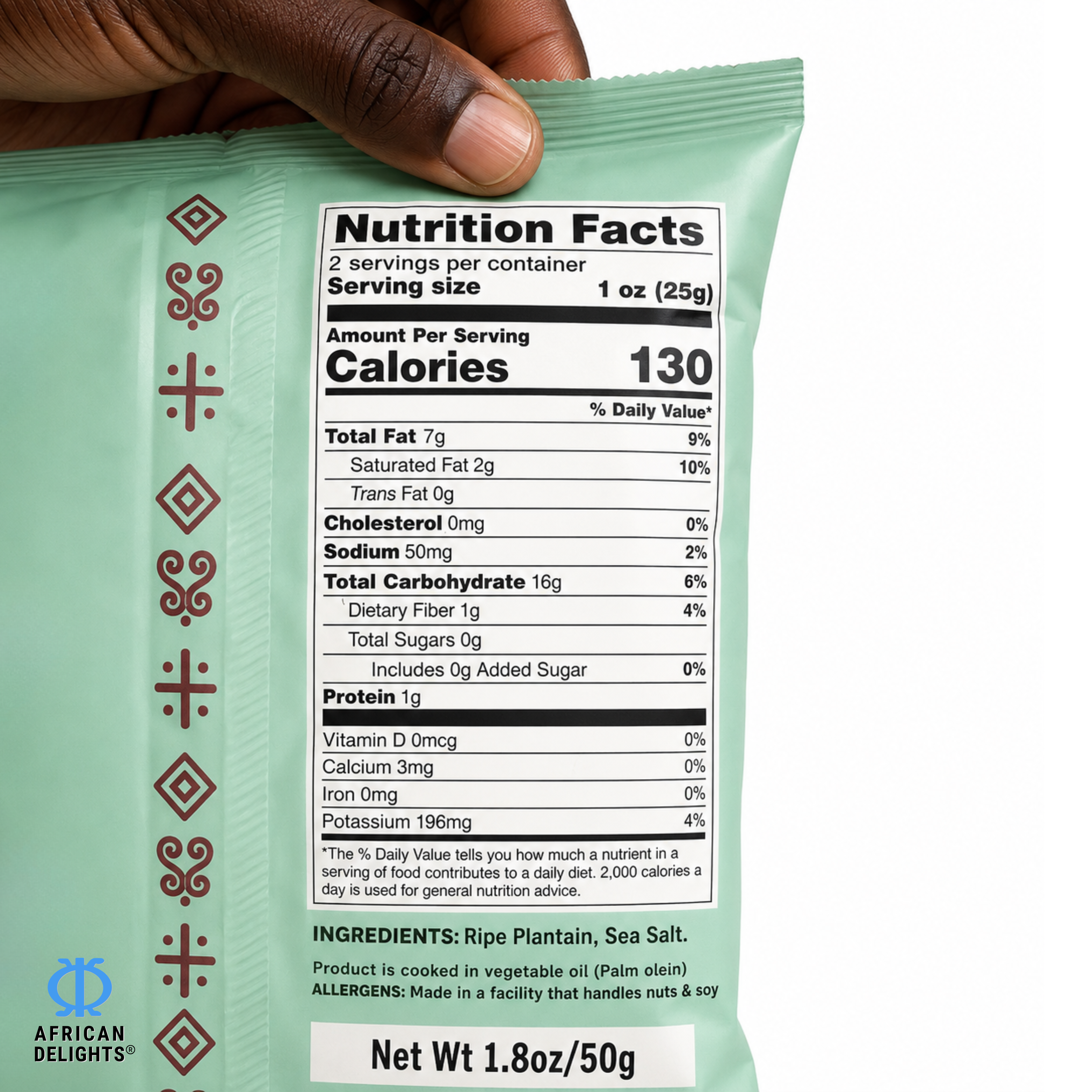 Sankofa Snacks Sweet Lightly Salted Plantain Chips ingredients and nutrition facts # Flavor_Sweet Lightly Salted
