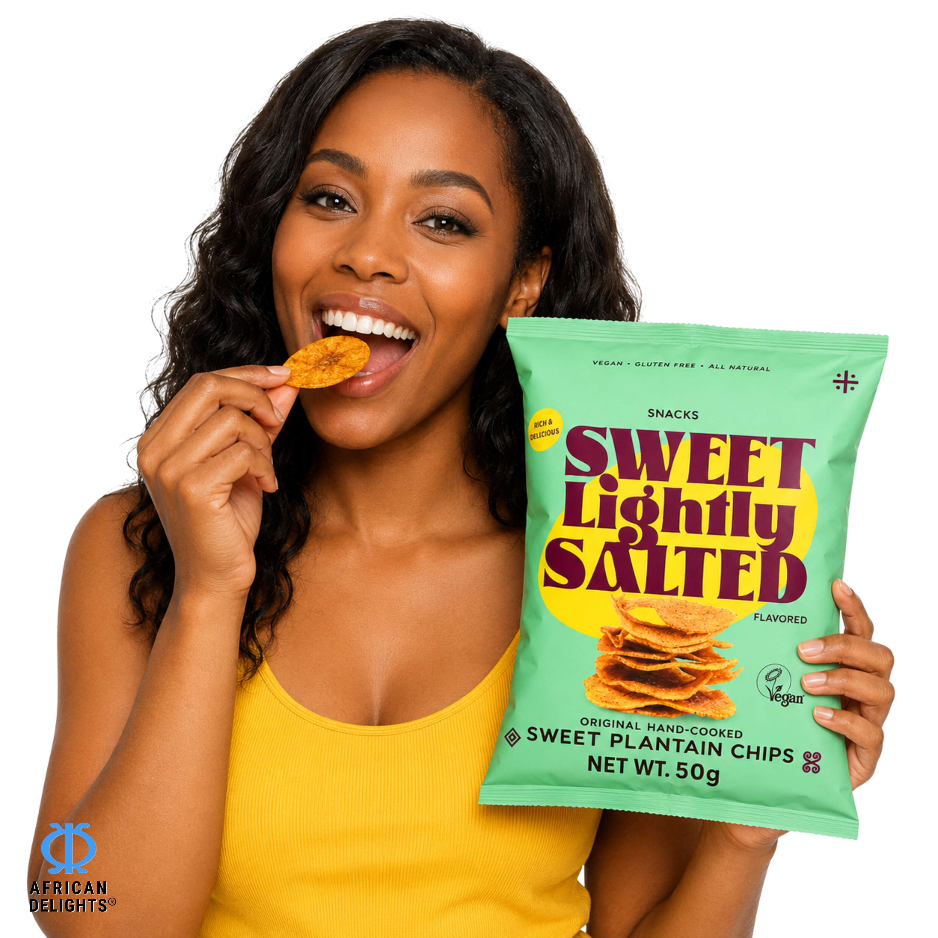 Sankofa Snacks Sweet Lightly Salted Plantain Chips lifestyle photo # Flavor_Sweet Lightly Salted