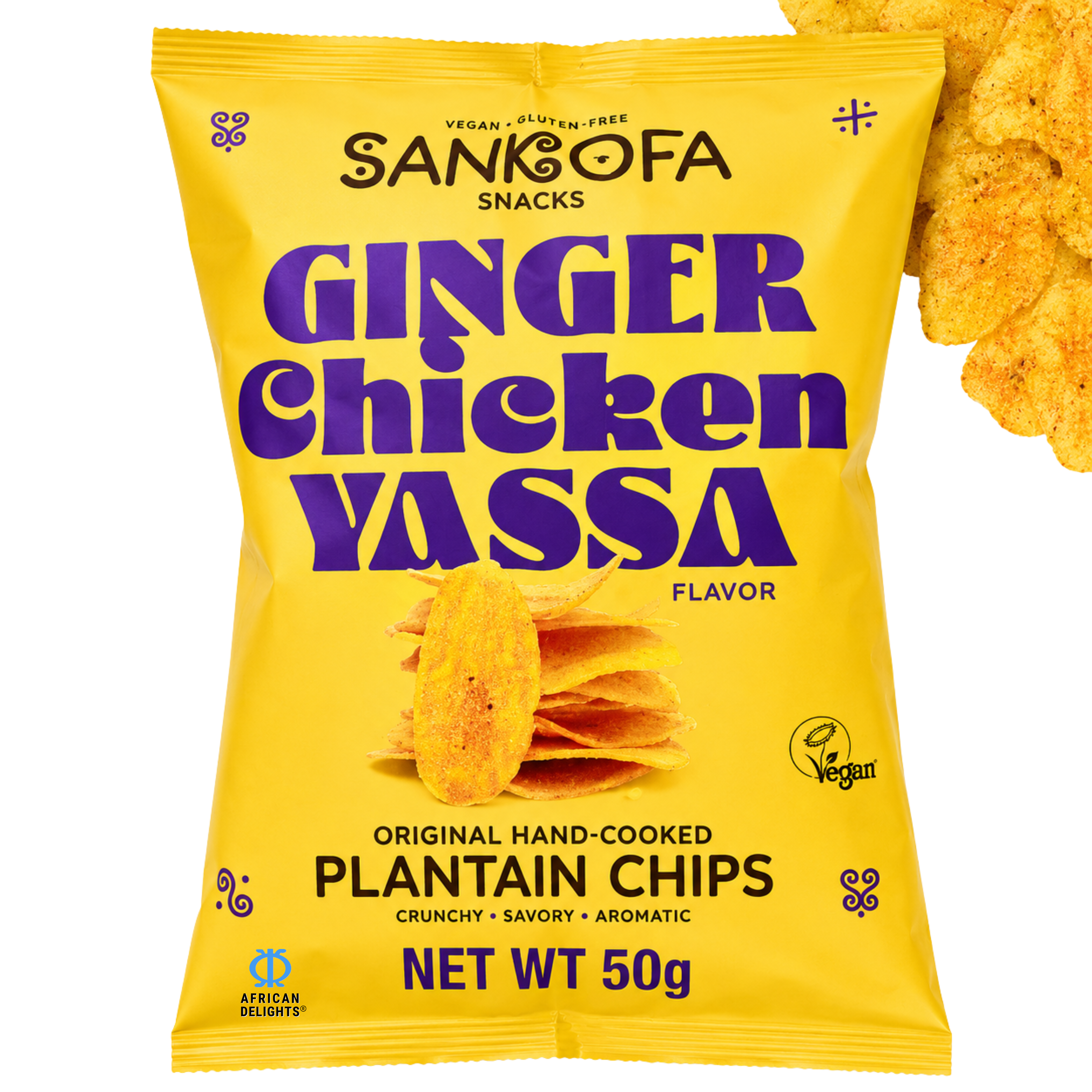 Sankofa Snacks Ginger Chicken Yassa Plantain Chips, Pack of 3 # Flavor_Ginger Chicken Yassa