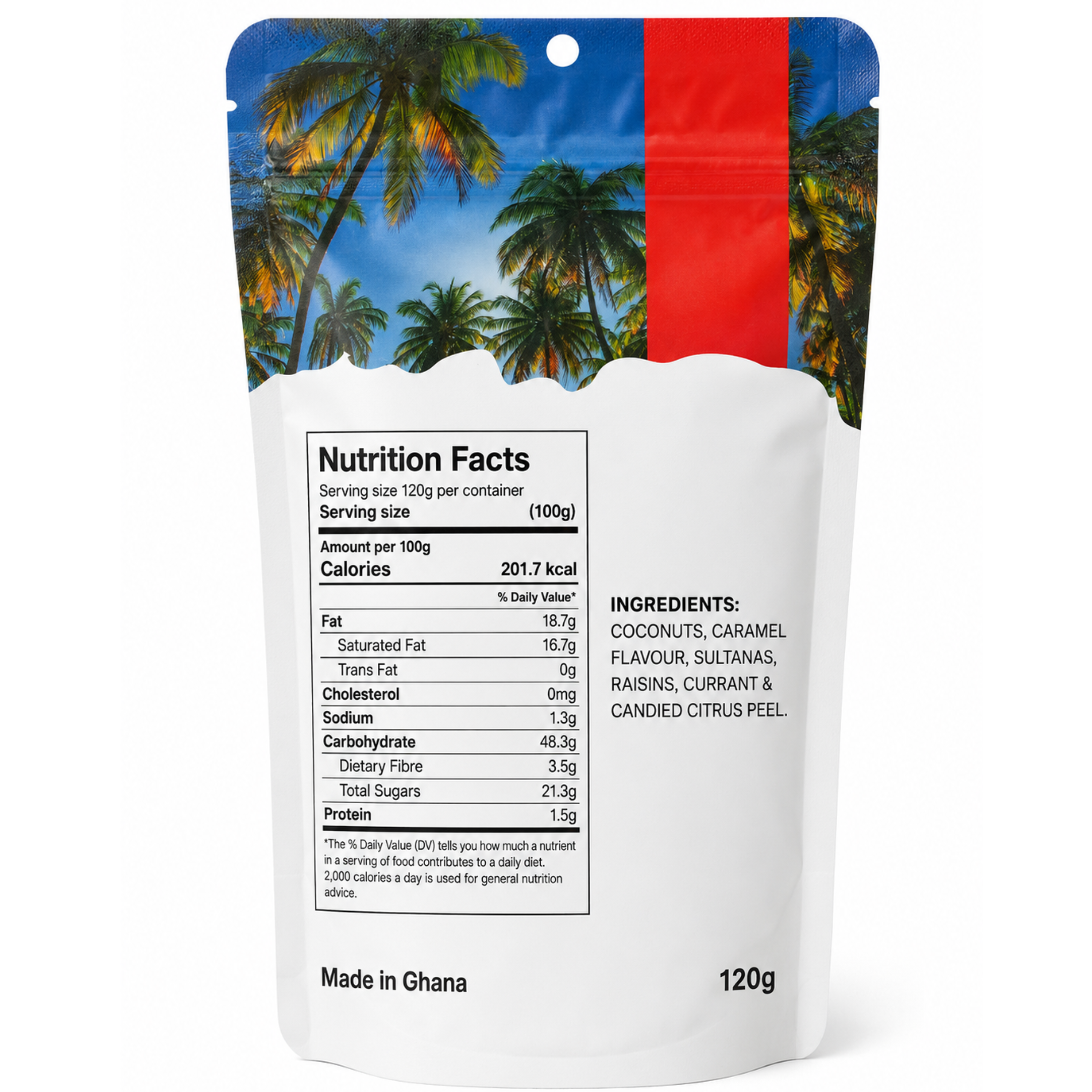 Sparkxx Coconut Chips with Dried Fruits ingredients and nutrition facts # Flavor_Coconut Chips with Dried Fruits