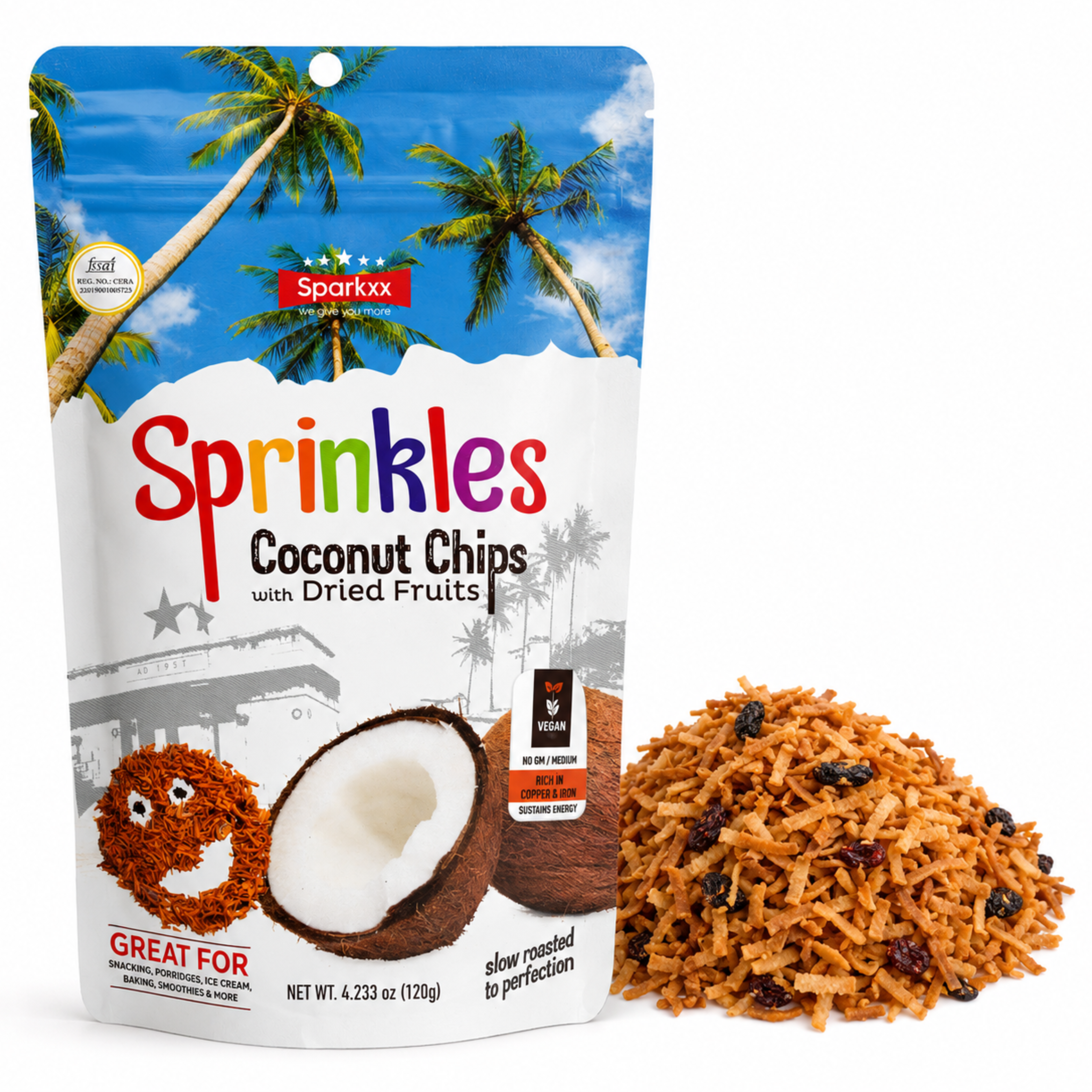 Sparkxx Coconut Chips with Dried Fruits, Pack of 3 # Flavor_Coconut Chips with Dried Fruits
