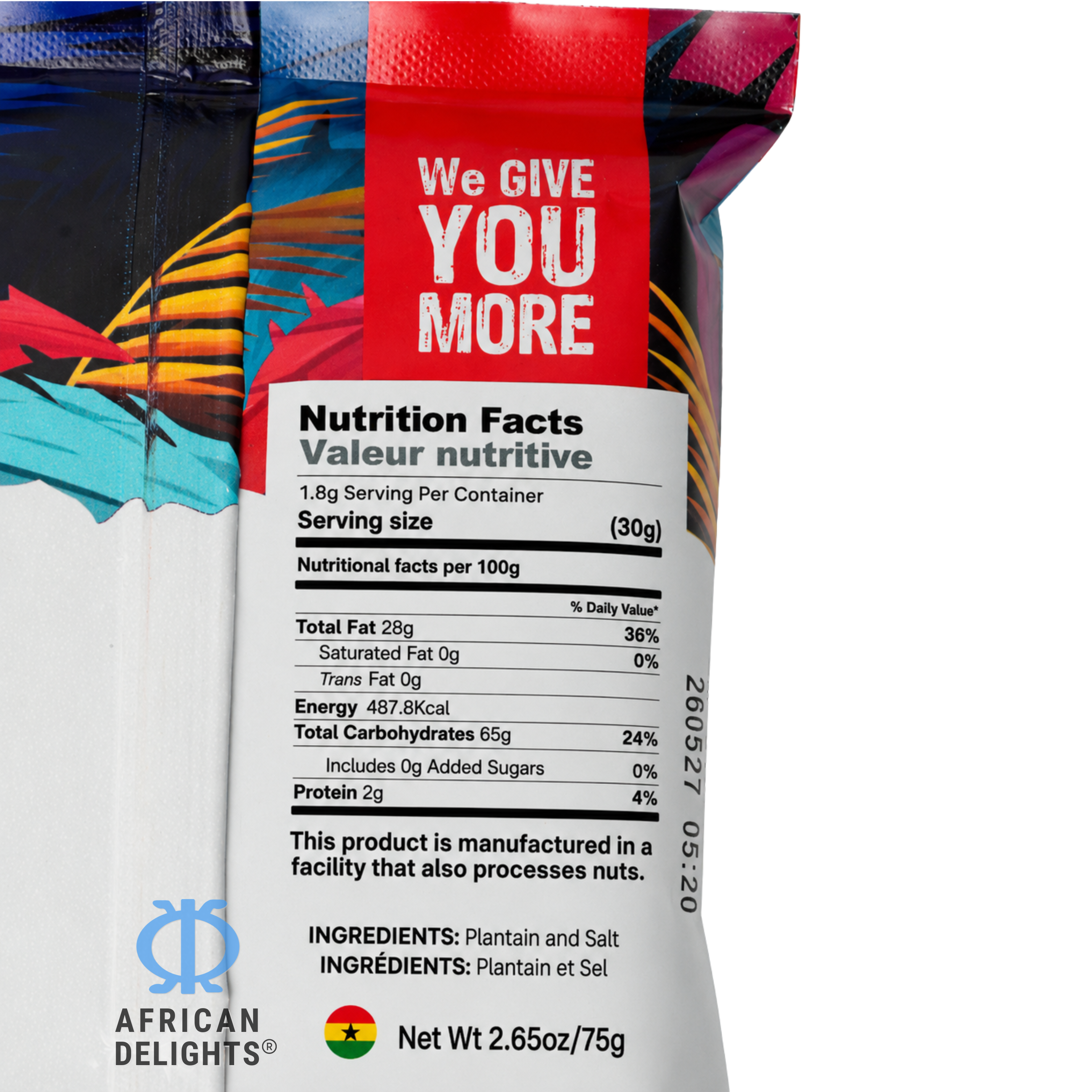Sparkxx Sweet Plantain ingredients and nutrition facts # Flavor_Sweet Plantain