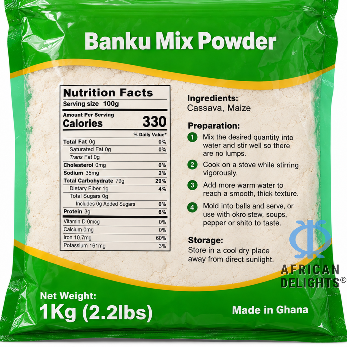 Banku Mix ingredients label