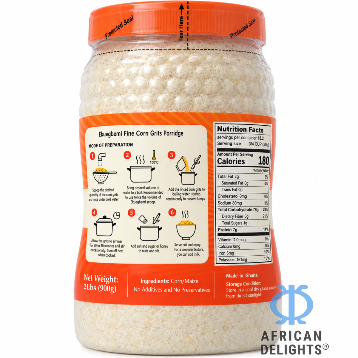 Ekuegbemi Porridge Mix ingredients label