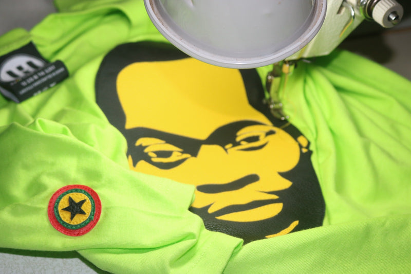 Fela Kuti black & Yellow big face on summer green round neck T-shirt