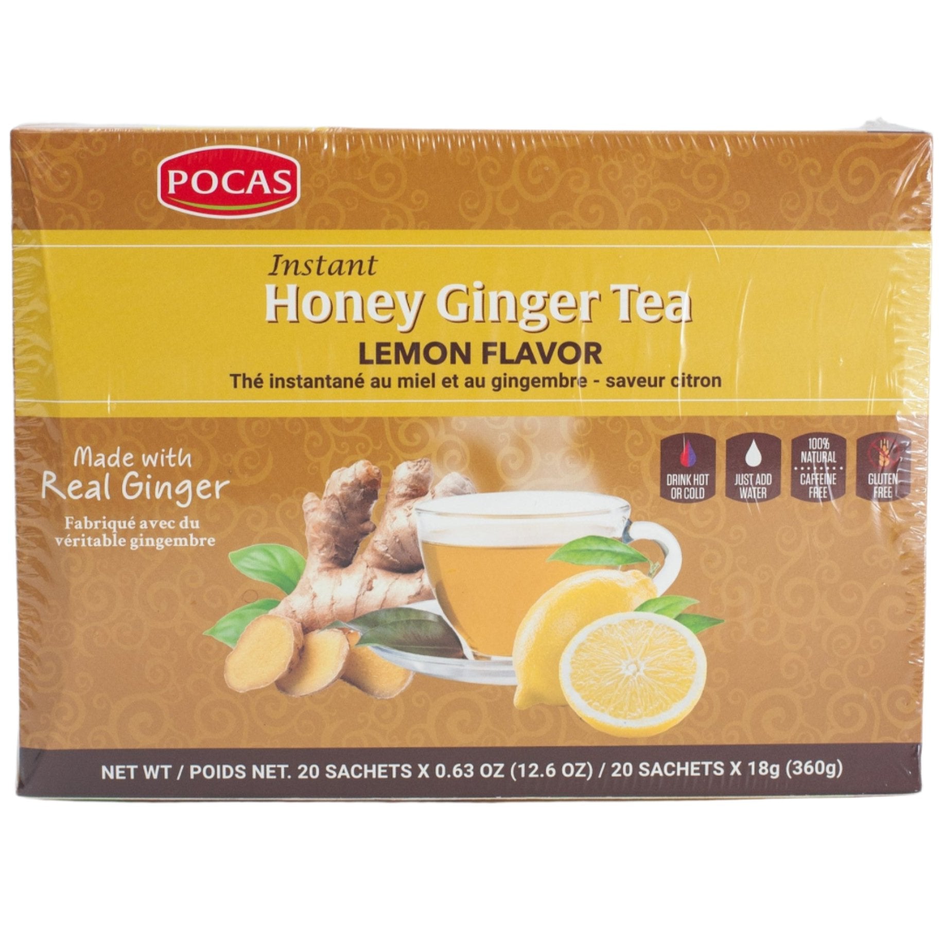 Instant Honey Ginger Tea - Lemon Flavor