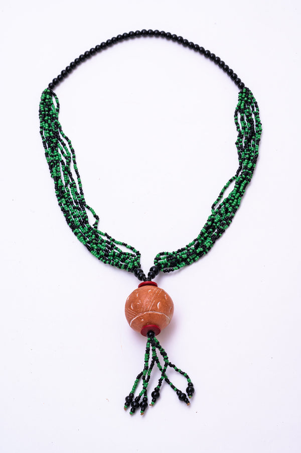 African Necklace - Green/Black