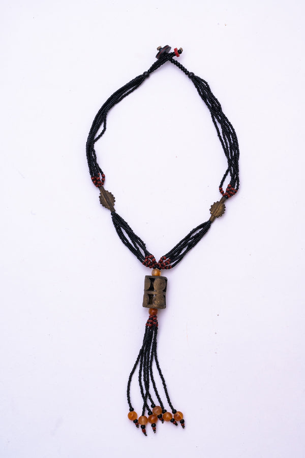 African Necklace - Black/Orange No. 1